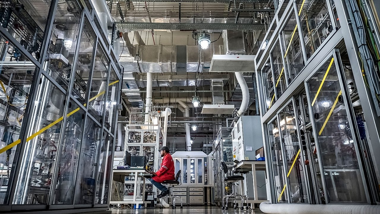 Shell Technology Centre, Bangalore. A Shell scientist working at computer Bangalore, India, 2018