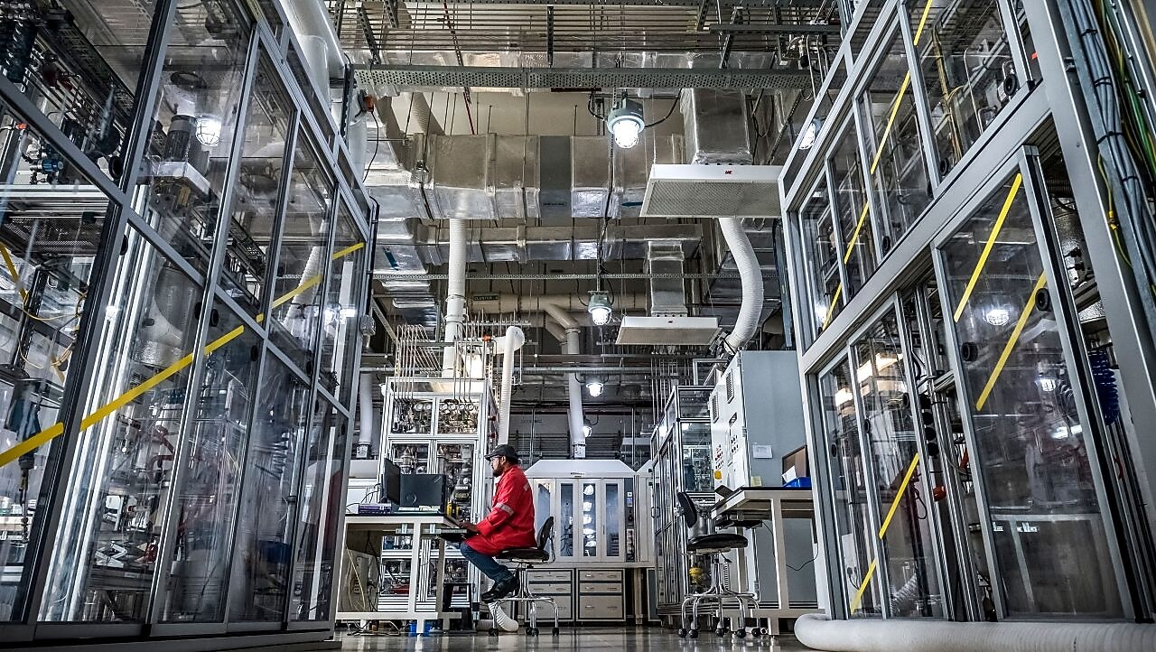 Shell Technology Centre, Bangalore. A Shell scientist working at computer Bangalore, India, 2018