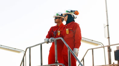 Shell employee looking toward a reactor with FCC Catalysts.