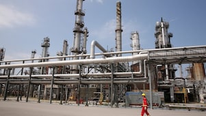 Shell Sarnia worker walks by the fluidised catalytic cracking unit