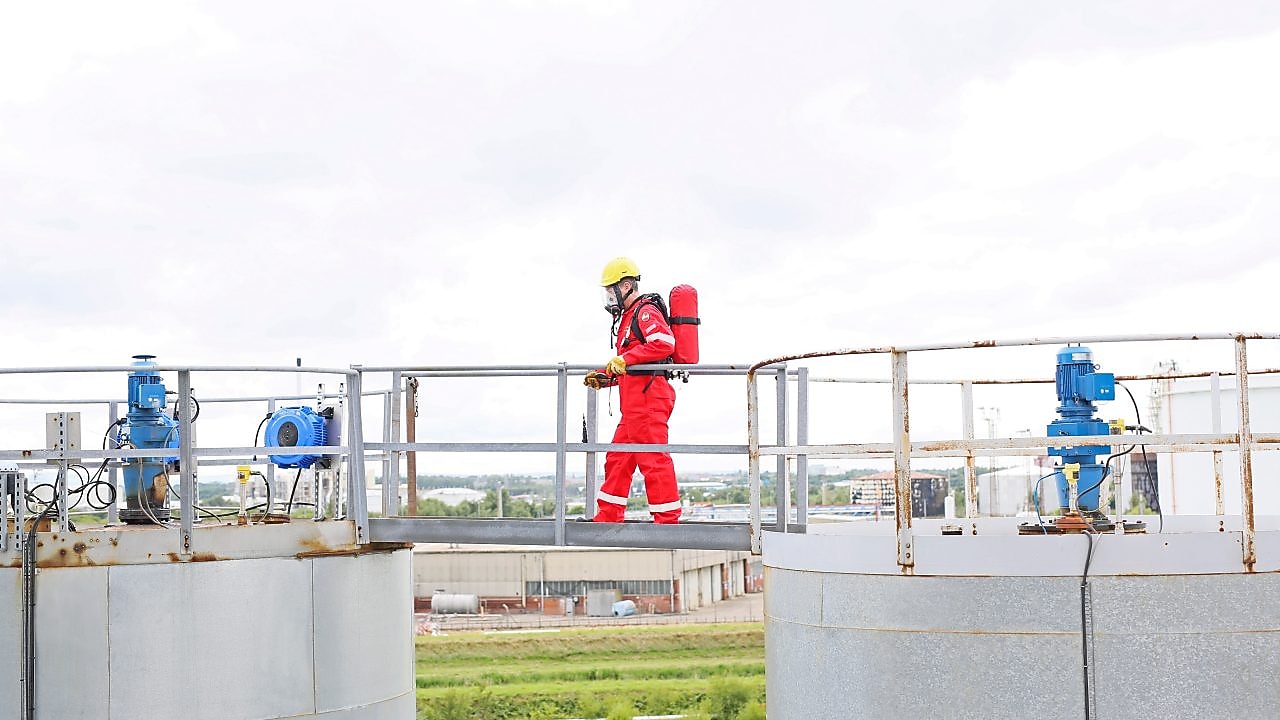 worker working in manufacturing complex