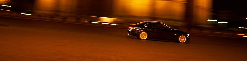 Car on the road in dark night