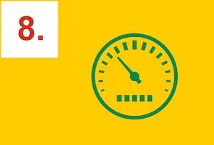 黄色背景下的绿色速率表