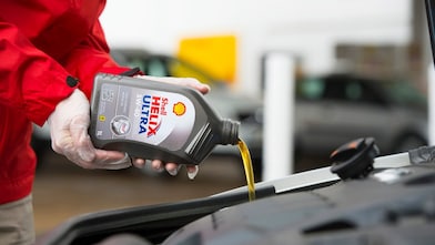 shell helix ultra being poured
