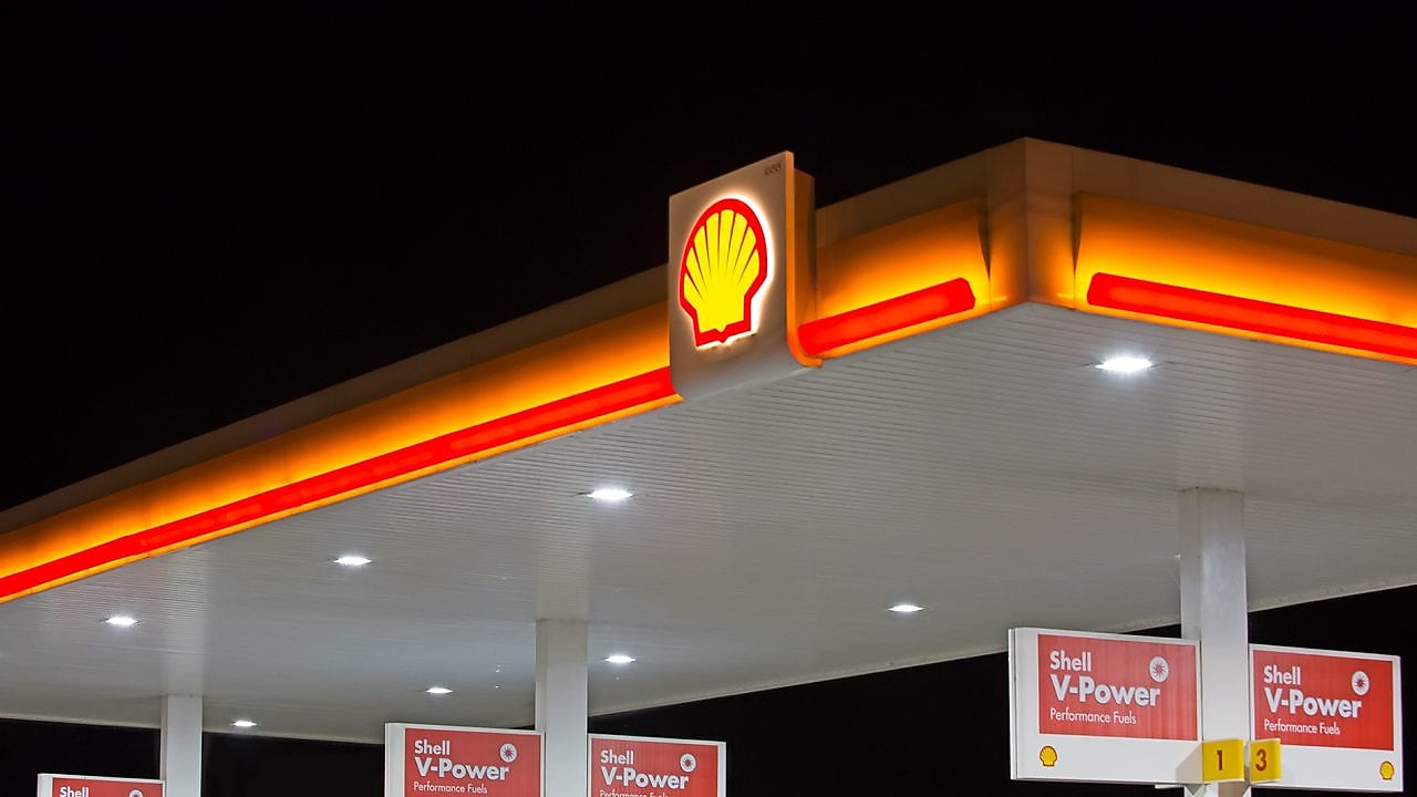 shell forecourt pecten night