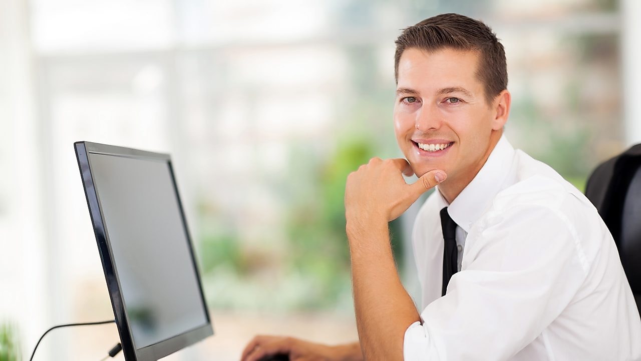 man working on computer