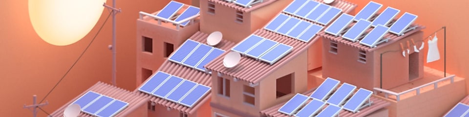 Illustration solar panels on houses